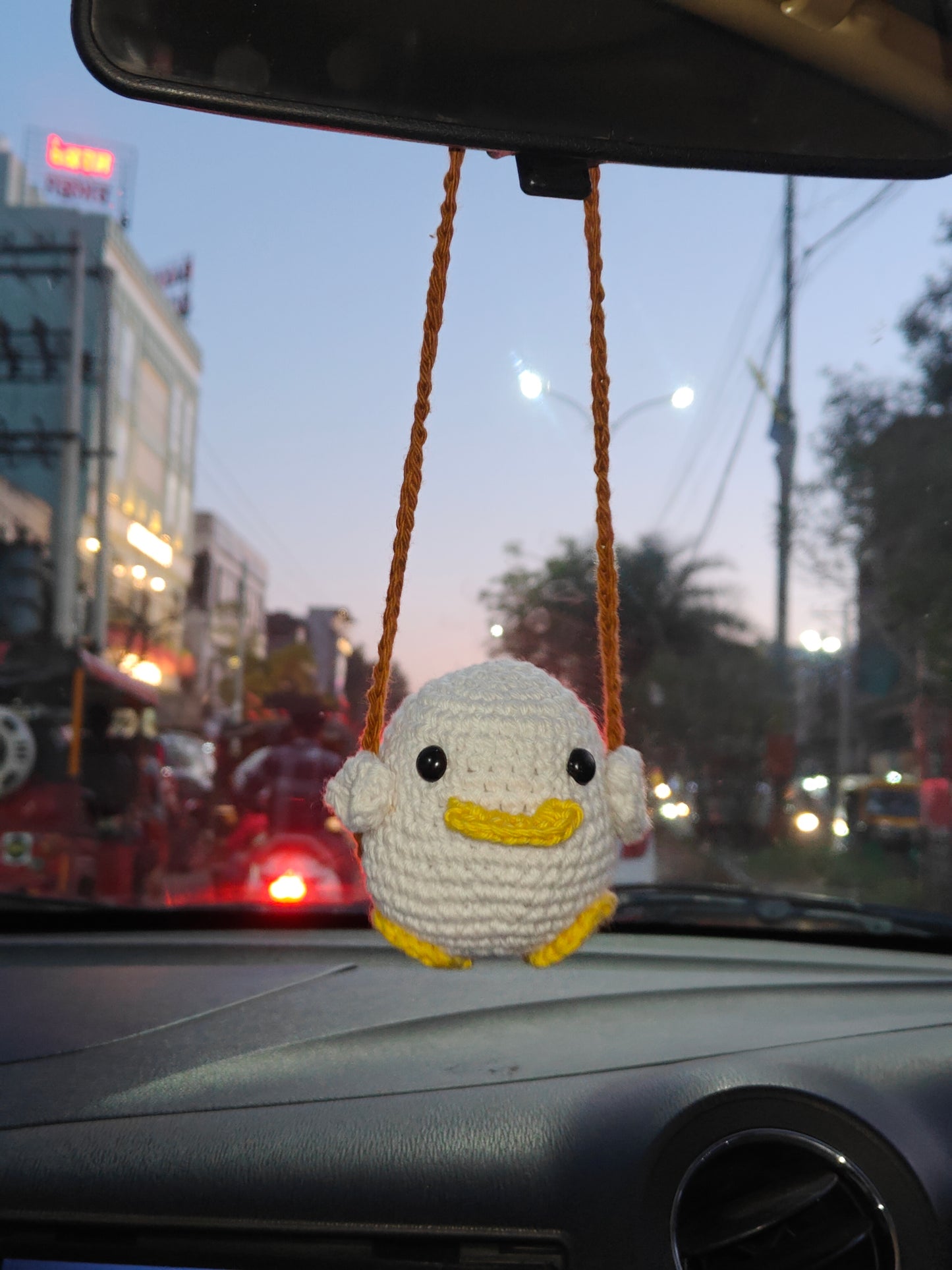 Handmade Crochet Duck Car Hanging | Cute Amigurumi Decor