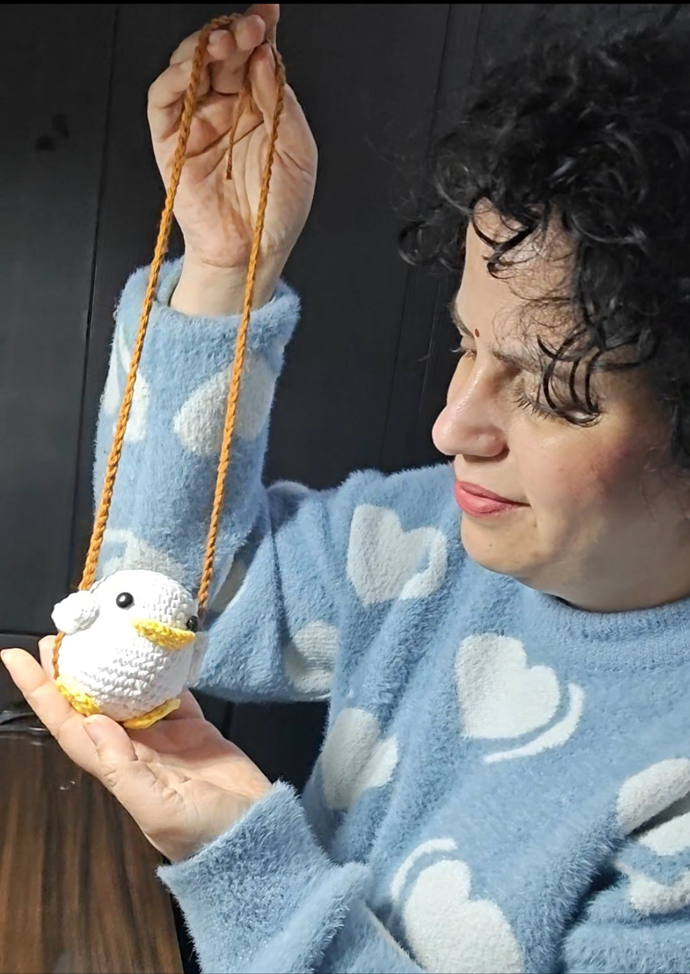 Handmade Crochet Duck Car Hanging | Cute Amigurumi Decor