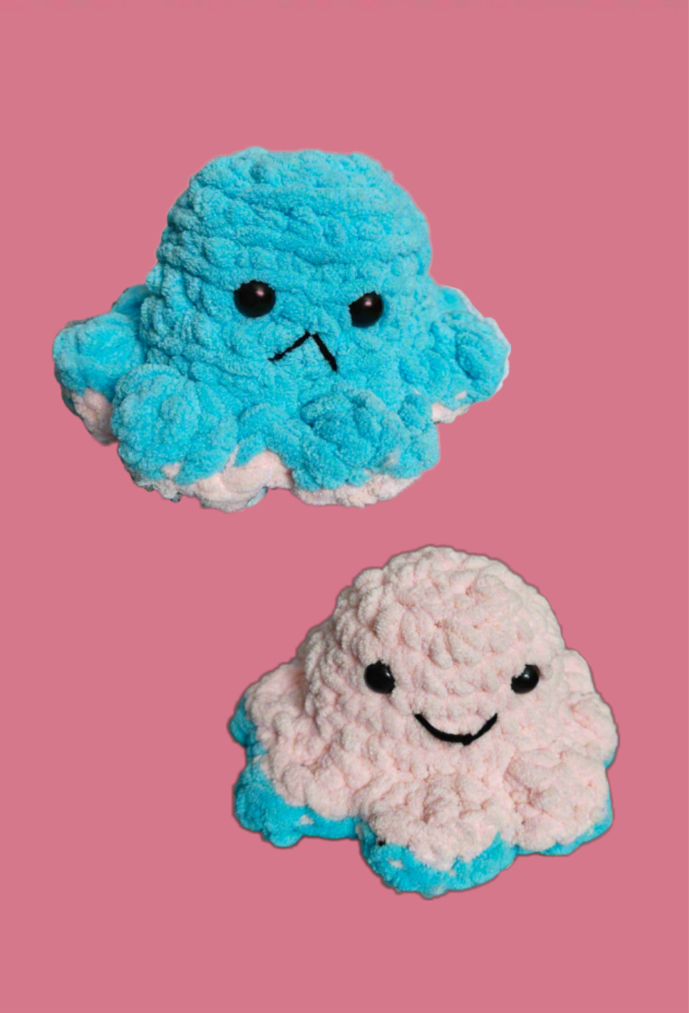 Handmade Reversible Plush Crochet Octopus – Blue & Pink | Soft & Adorable