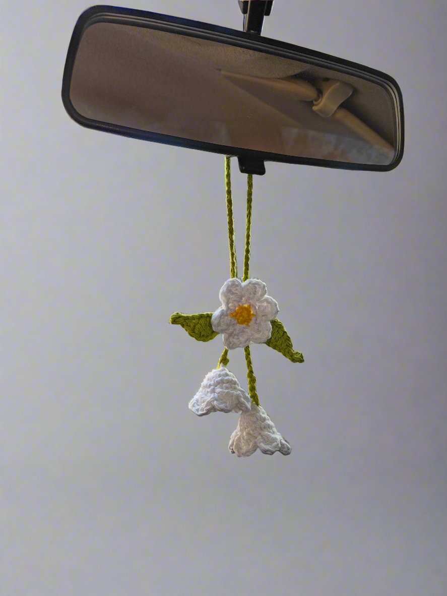 Handmade Crochet Flower Car Hanging | Aesthetic Floral Decor