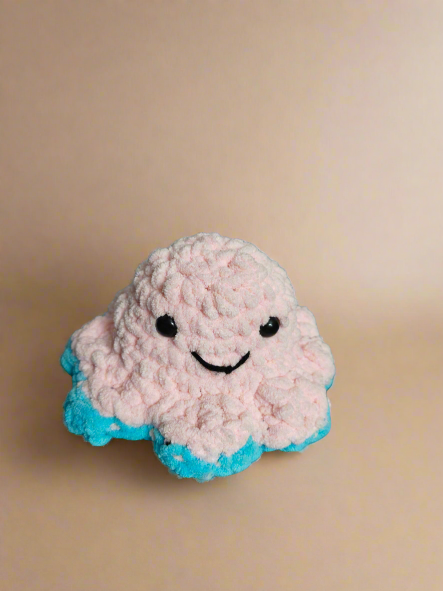 Handmade Reversible Plush Crochet Octopus – Blue & Pink | Soft & Adorable