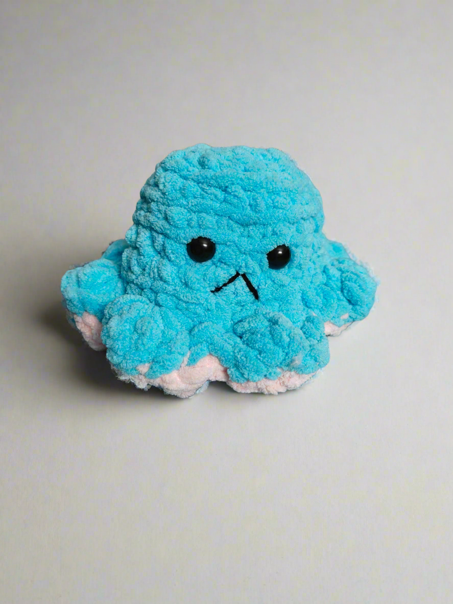 Handmade Reversible Plush Crochet Octopus – Blue & Pink | Soft & Adorable