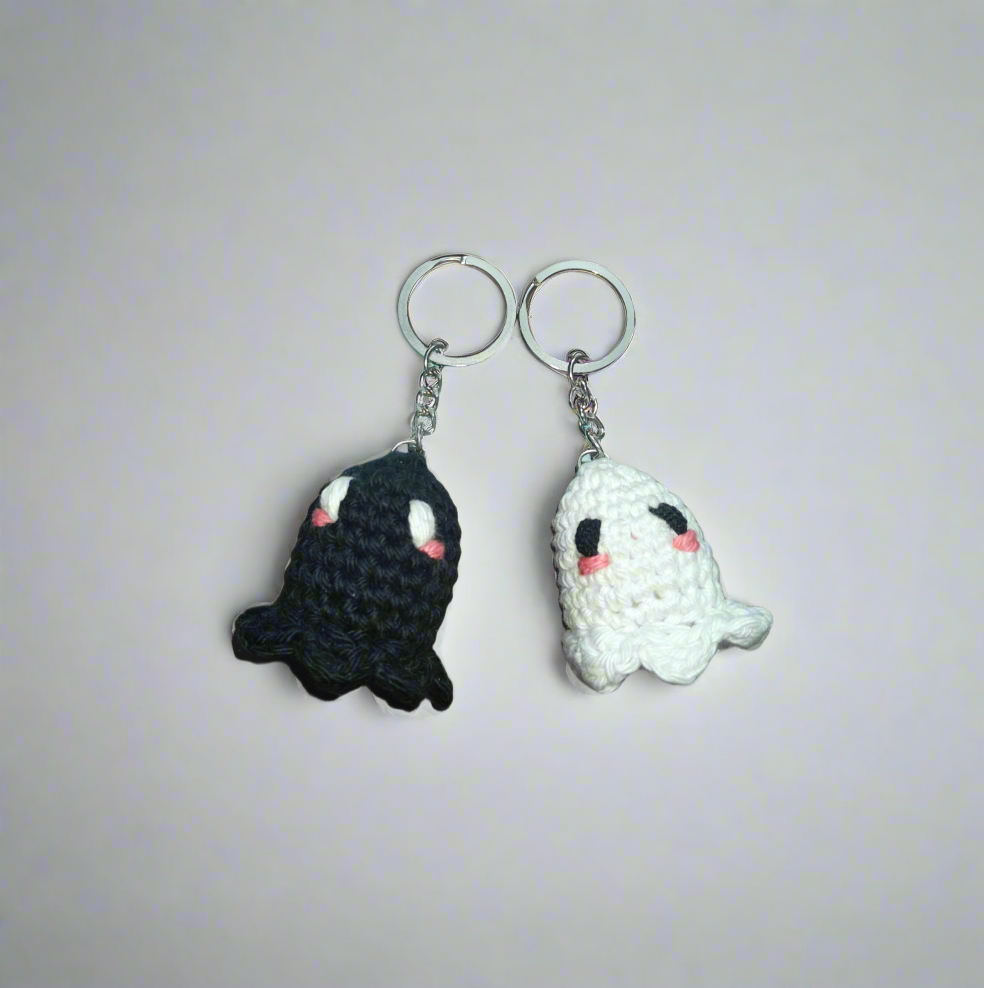 Handmade Crochet Ghost Couple Keychain