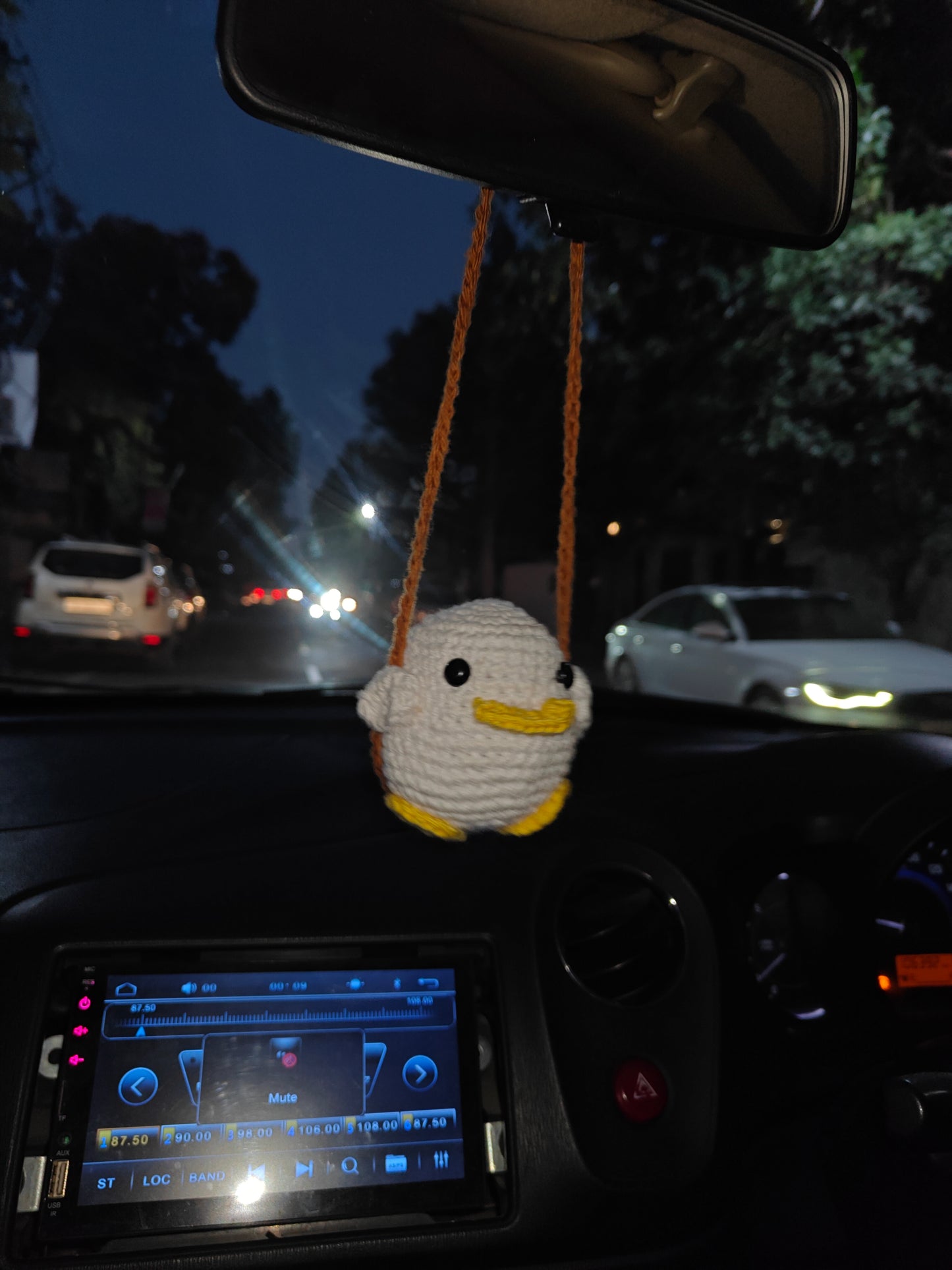 Handmade Crochet Duck Car Hanging | Cute Amigurumi Decor