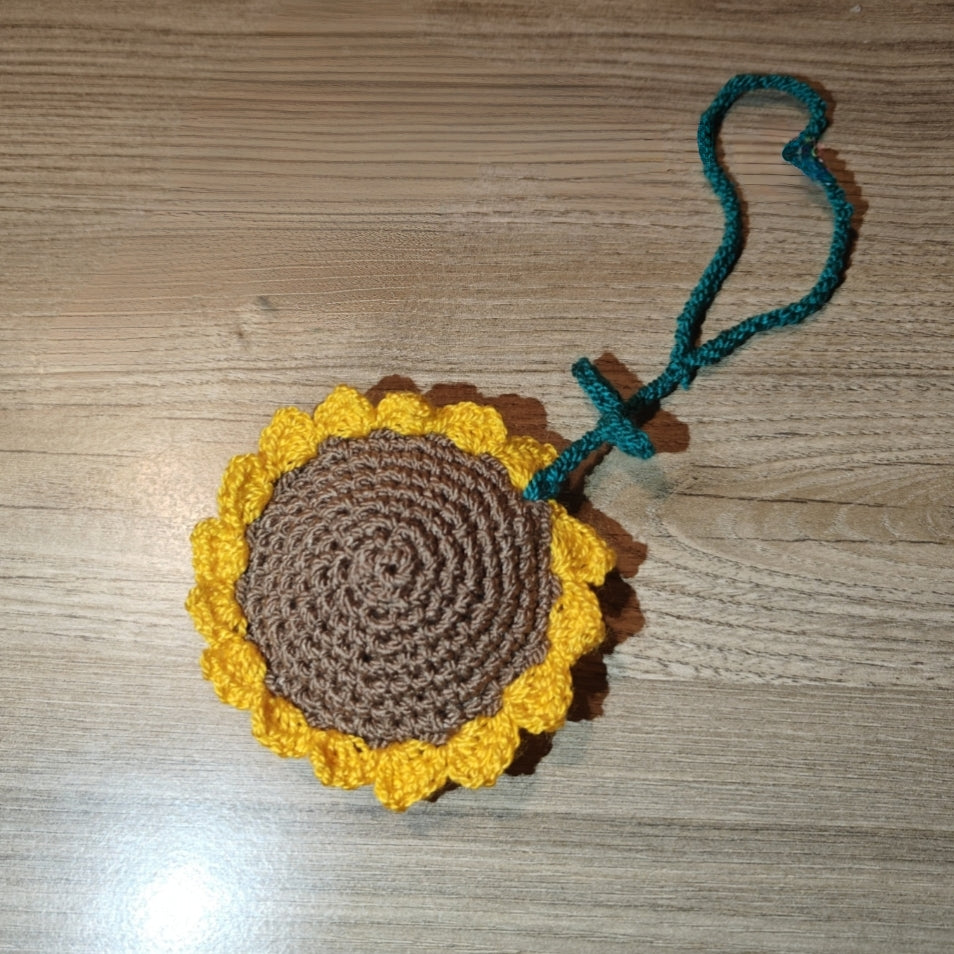 crochet sunflower rearview mirror charm