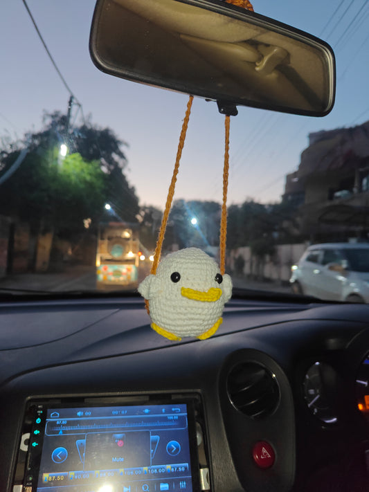 Handmade Crochet Duck Car Hanging | Cute Amigurumi Decor